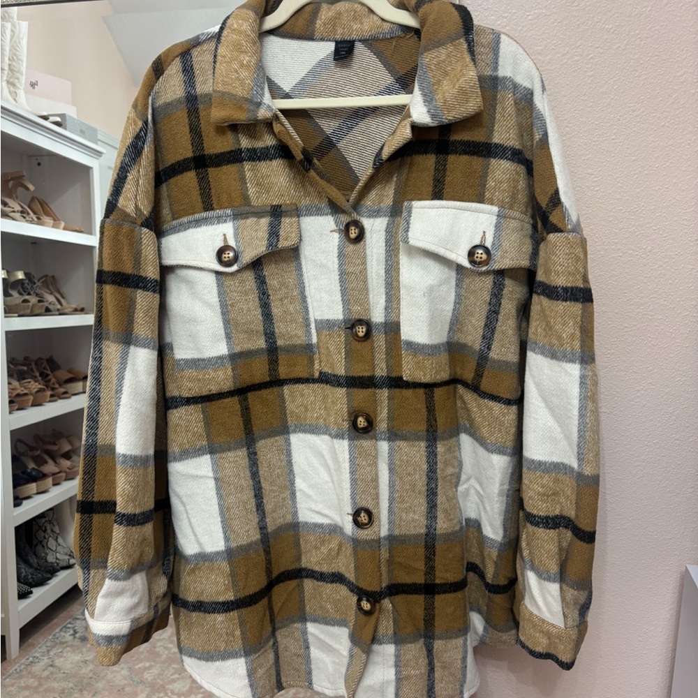 Plaid Button-Up Shacket